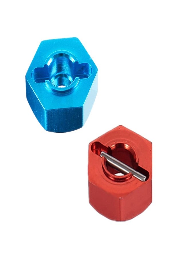 UURCSKY 8pcs/Set Aluminum 12mm Wheel Hex Hubs Drive Adapter 5mm Thickness with 2x10mm pins for Redcat Axial HSP WLtoys Himoto Truck Model Car Upgrade Parts(Blue+Red) - Image 5